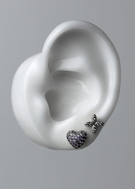 Dainty Clover Studs - Rhodium Plated