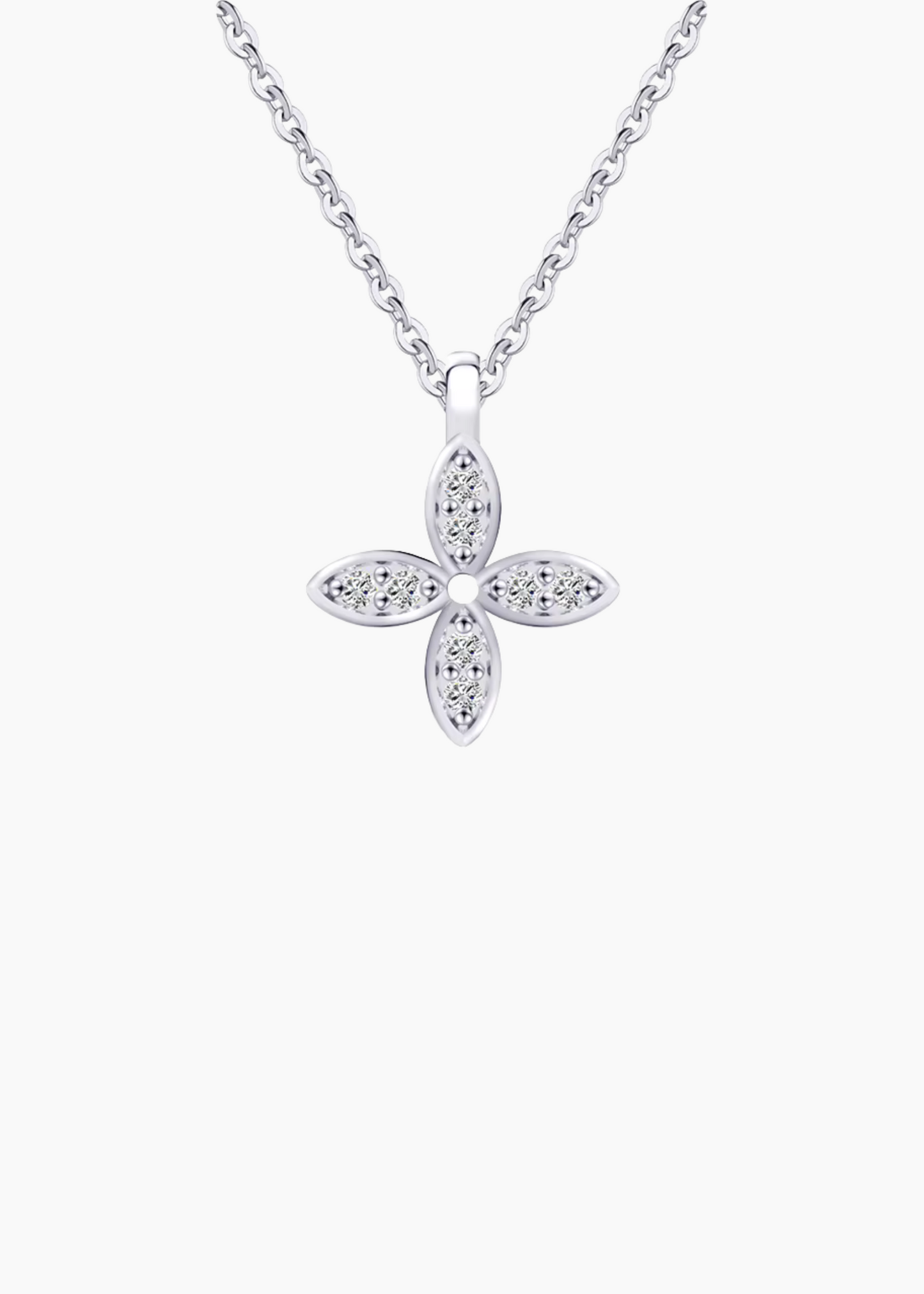 Dainy Clover Necklace - Rhodium Plated