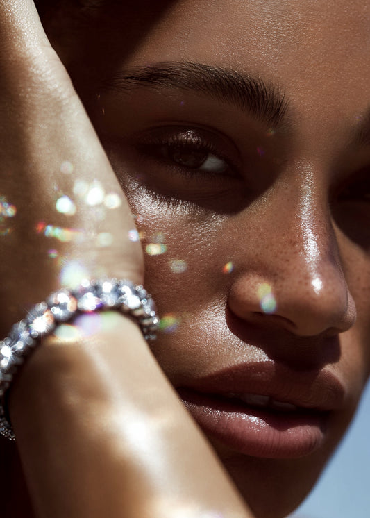 The Oval Tennis Bracelet is a 925 silver bracelet featuring oval stones and a blind clasp.