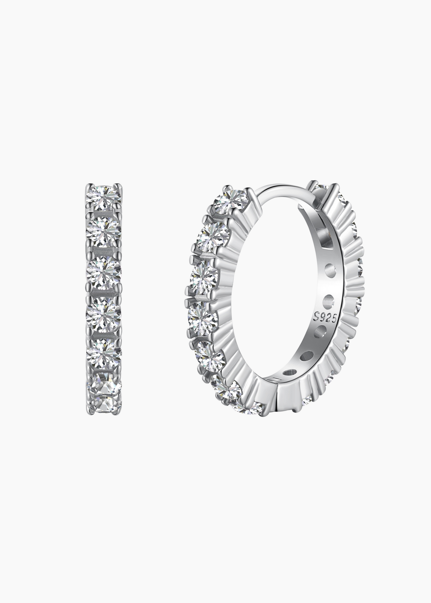 STUDDED HUGGIE HOOPS - CLEAR STONE