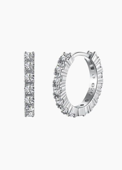 STUDDED HUGGIE HOOPS - CLEAR STONE