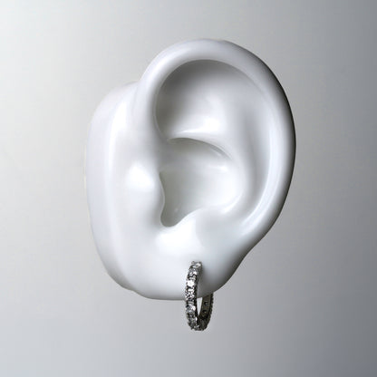 STUDDED HUGGIE HOOPS - CLEAR STONE